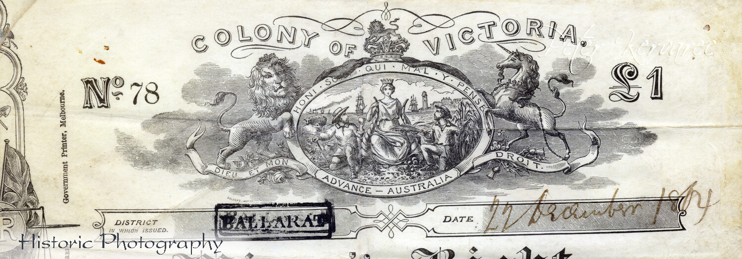 1854 Eureka, Gold Miners Licence, Eureka Rebellion, Miners Right, Gold Discovery, Ballarat Photography