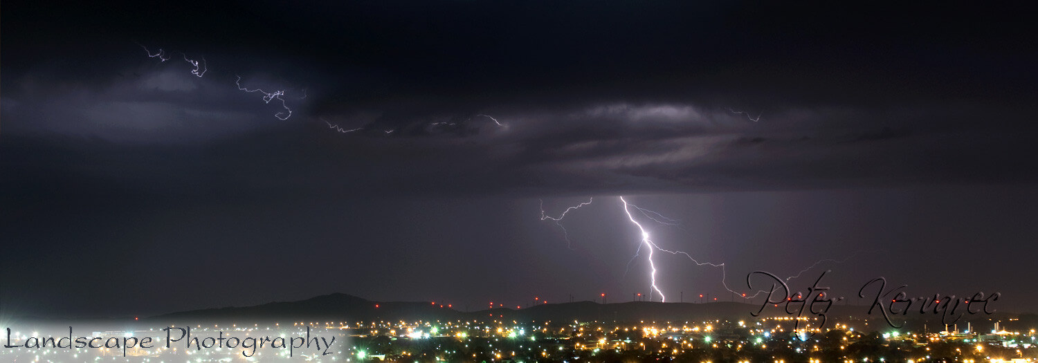 Ballarat Photography, Lightning Strike over Ballarat and Waubra Wind Farm